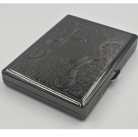 NEW! Vintage Style Embossed Metal Cigarette Case Business Card Holder - Picture 3 of 5